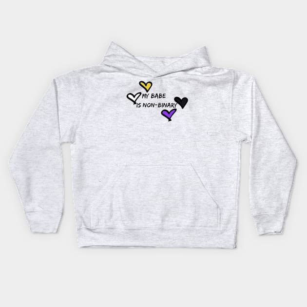 My babe is non binary pride hearts Kids Hoodie by system51